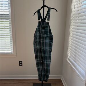 Obey Green Plaid Overalls